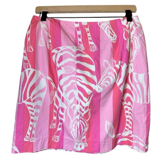 Lilly Pulitzer Skirt Size 8 Pink Zebra Animal Print A-Line Cotton Summer Preppy - Picture 1 of 10